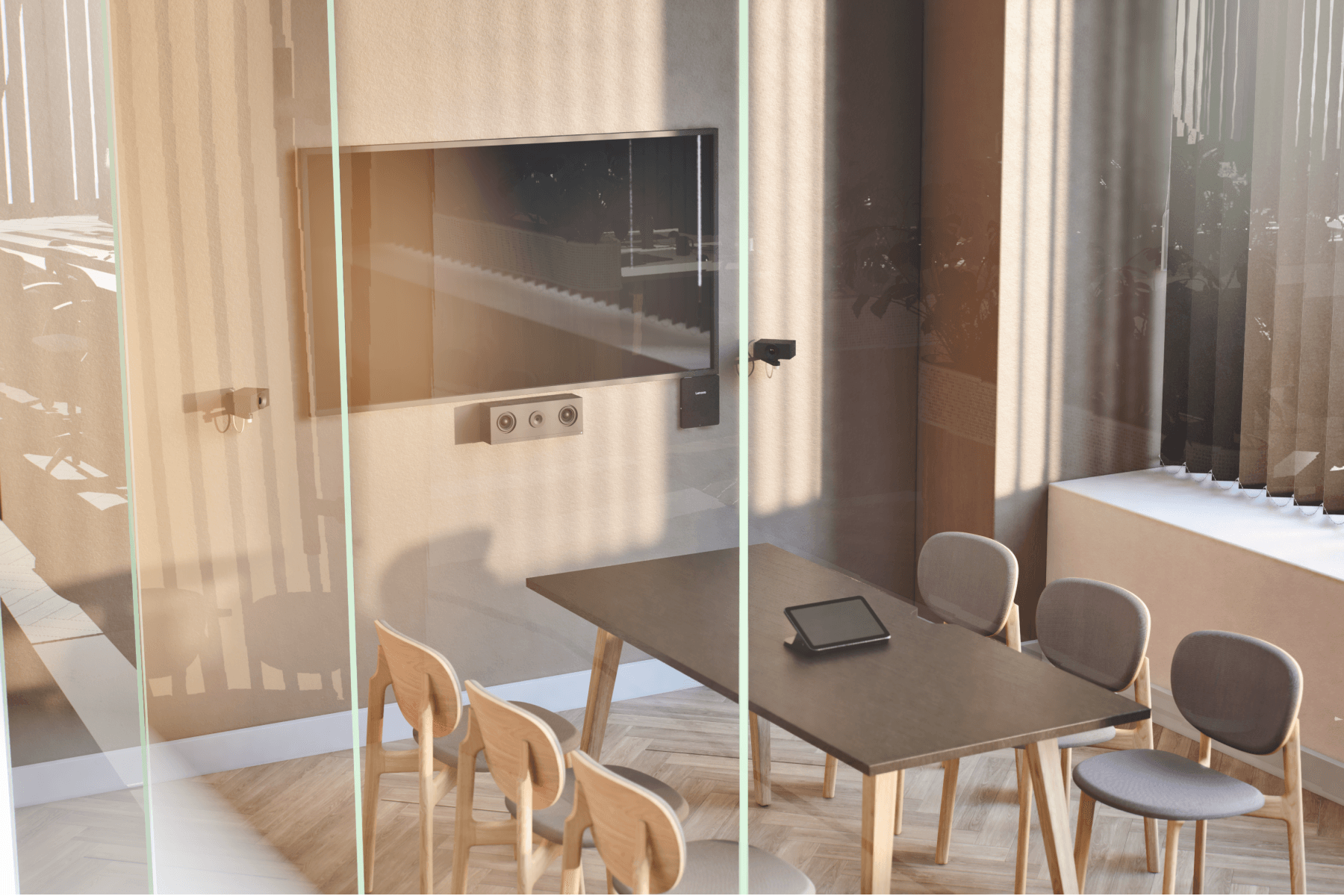 Medium meeting room with Huddly C1 Crew + Lenovo ThinkSmart Core Gen 2 + Lenovo IP Controller Kit
